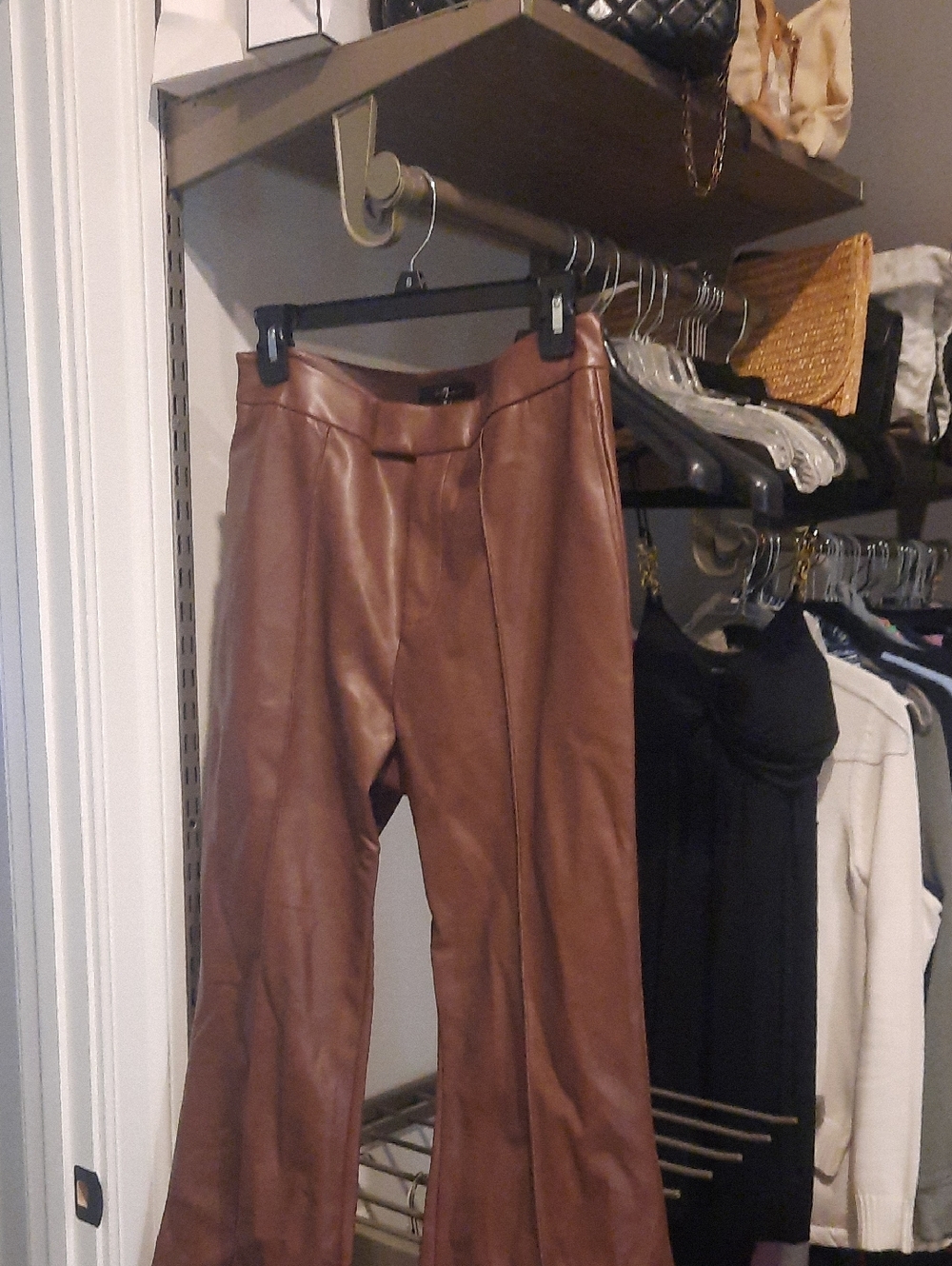 7 For All Mankind Brown Faux Leather Bootcut Pants